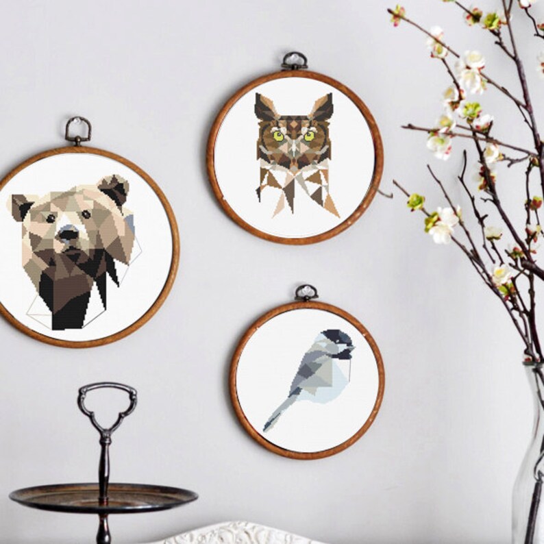 Bear cross stitch pattern Geometric bear PDF pattern | Etsy