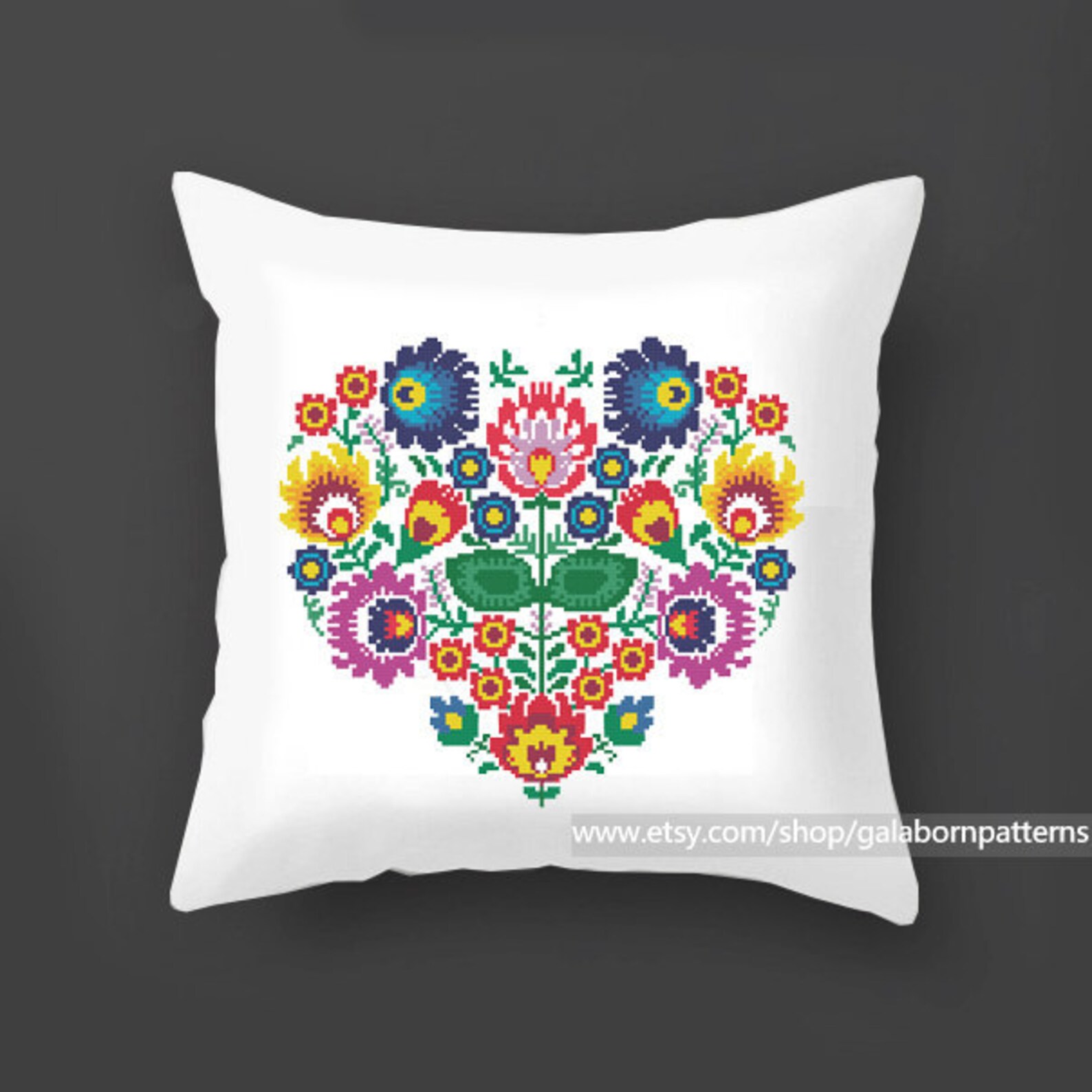 Flowers Cross Stitch Pattern PDF Pillow Cross Stitch Polish Etsy