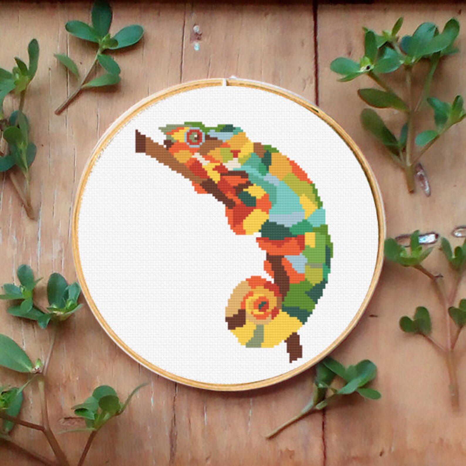 Chameleon cross stitch pattern Animals cross stitch Modern Etsy