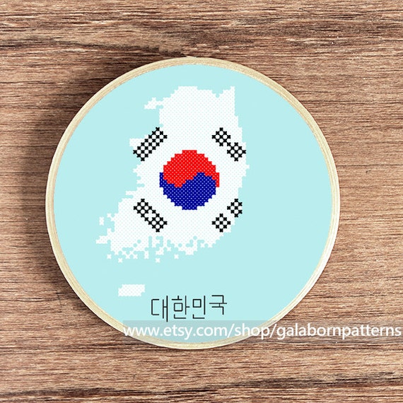 South Korea Cross stitch pattern PDF pattern South Korea Etsy