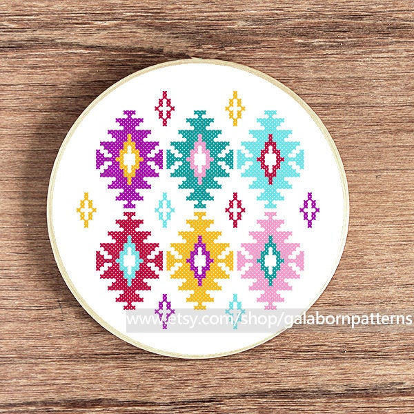 Ikat embroidery cross stitch pattern Instant download Cross Etsy