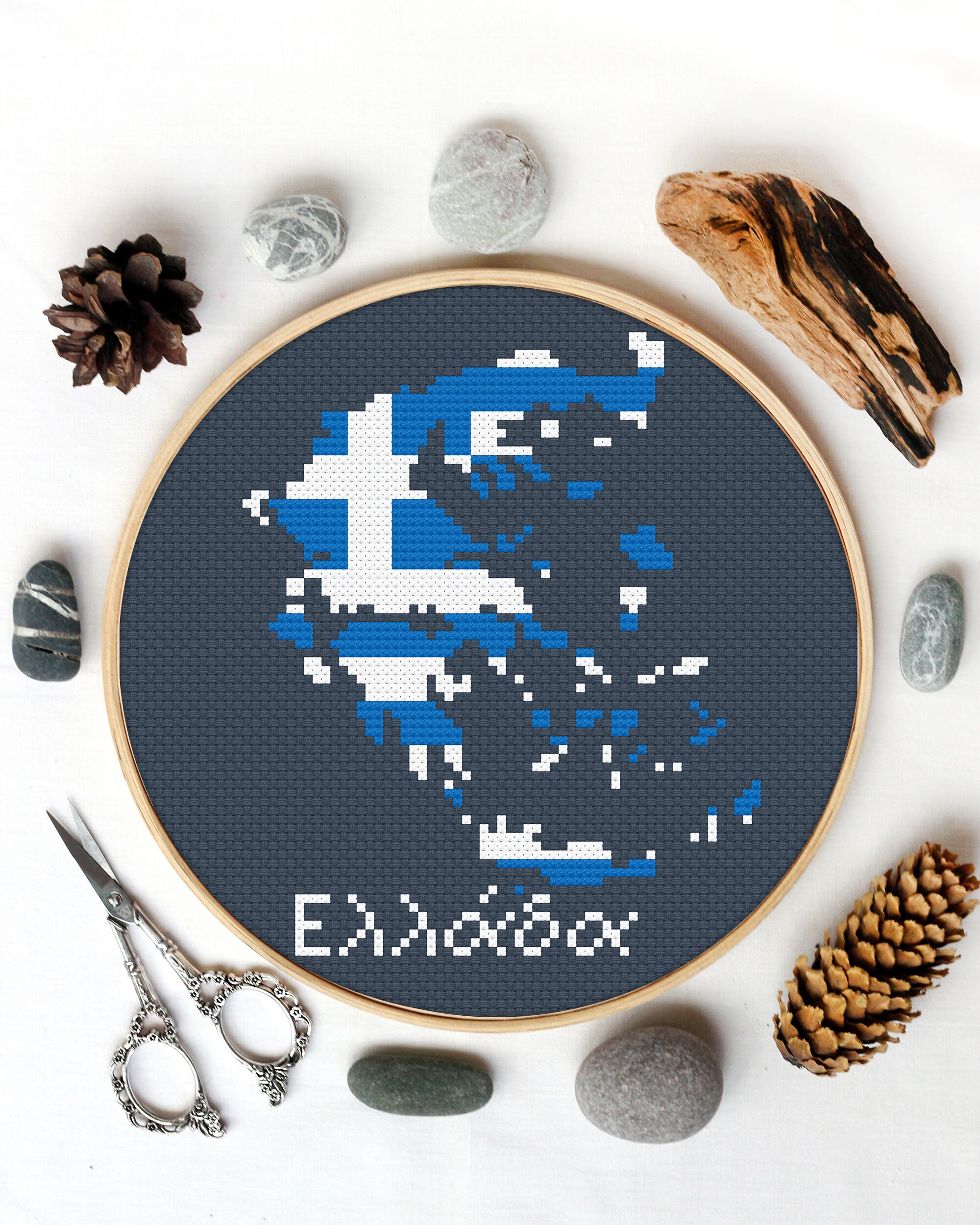 Greece cross stitch pattern PDF Map flag counted cross Etsy