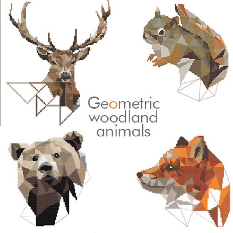 Bear cross stitch pattern Geometric bear PDF pattern | Etsy