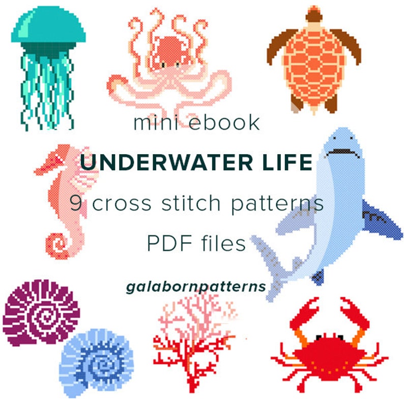 Jellyfish PDF counted cross stitch pattern Instant Etsy