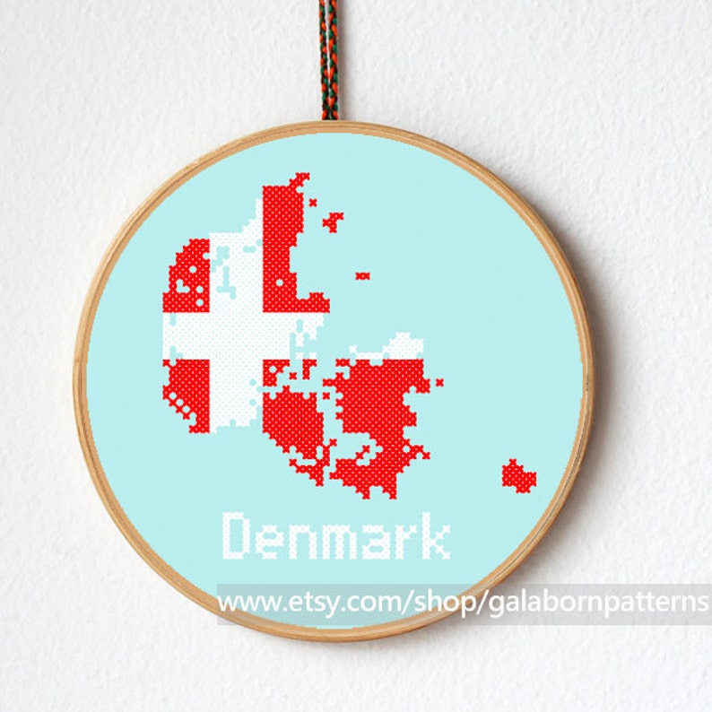 Denmark Cross stitch pattern PDF pattern Danish flag Etsy