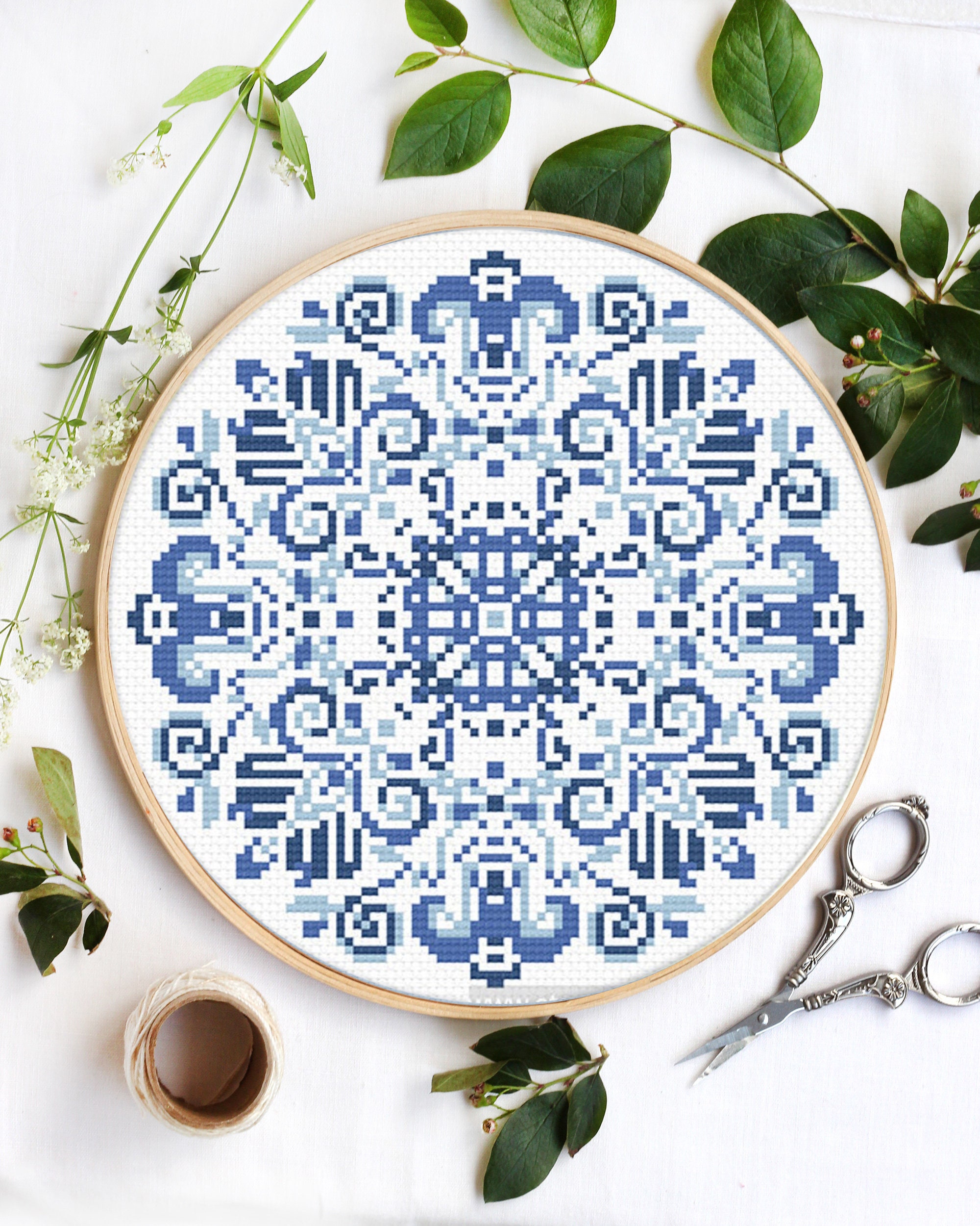 Cross Stitch Pattern Blue Delft Modern Counted Cross Stitch Etsy