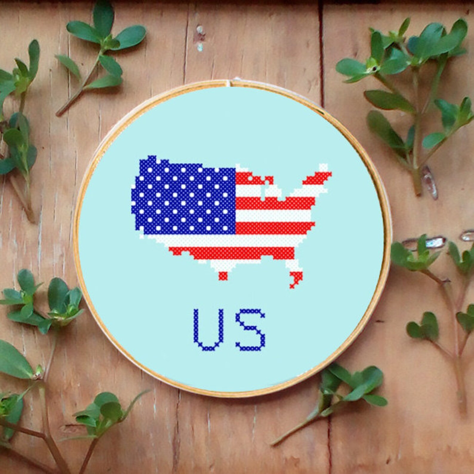 Counted Cross Stitch US Map Flag Easy Modern Cross Stitch Etsy