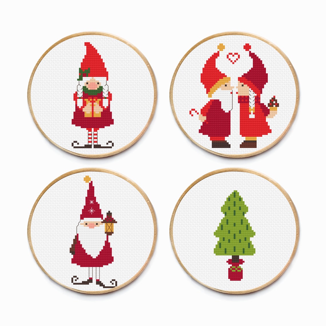 Christmas cross stitch pattern PDF Gnome set Santa Counted Etsy