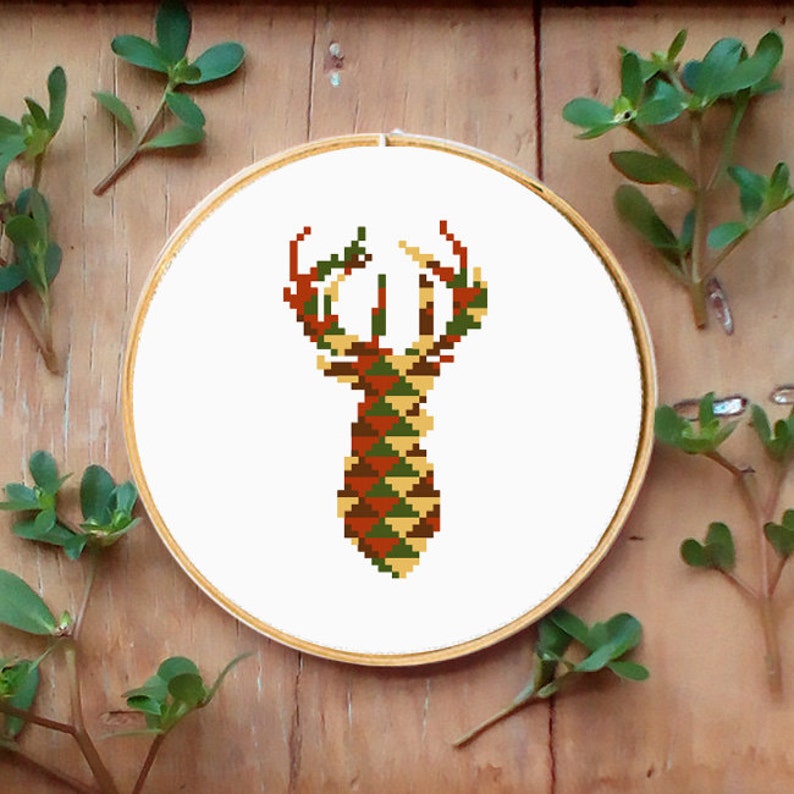 Paper Party Kids Craft Supplies Tools Geometric Tribal Deer Cross Stitch Pattern Tribal Cross Stitch Pattern Animals Baby Cross Stitch Woodland Theme Nursery Cross Stitch