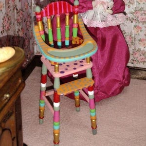 Dollhouse hand painted plastic high chair