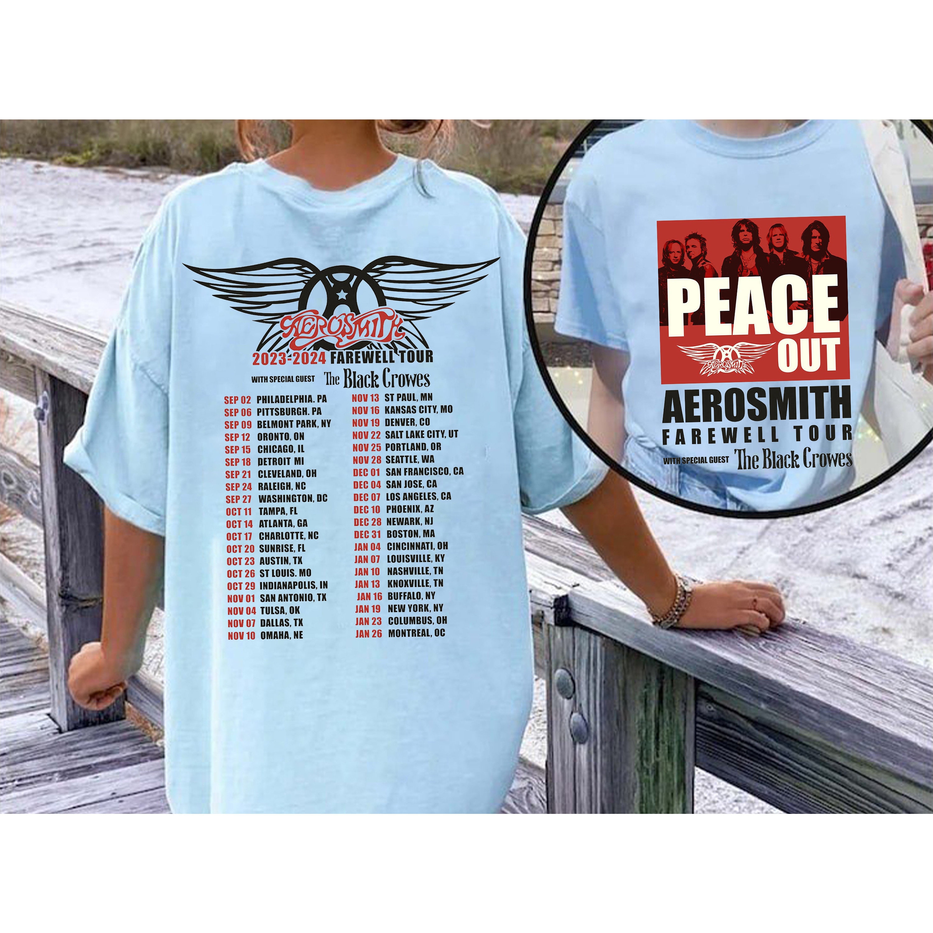 Aerosmith 2023 - 2024 Peace Out Farewell Tour The Black Crowes Tour Shirt  Designed & Sold By Class Tax Solutions