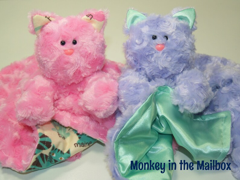 Kitty Cat Lovey Blanket Minky Satin Security Blanket Lovie Etsy