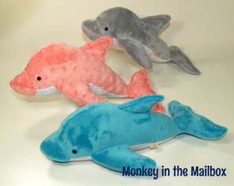 Custom Dolphin Stuffed Animal, minky plush, ocean Lovie Lovey stuffie, gender neutral gift, Easter first birthday baby shower gift Valentine