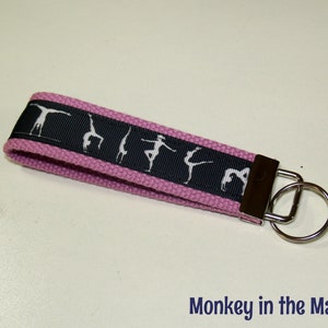 Gymnastics Key Fob, Key Chain, Gymnast Key Ring, Key Holder, Wristlet Key Fob, Wristlet Keychain, birthday gift for her him, READY TO SHIP