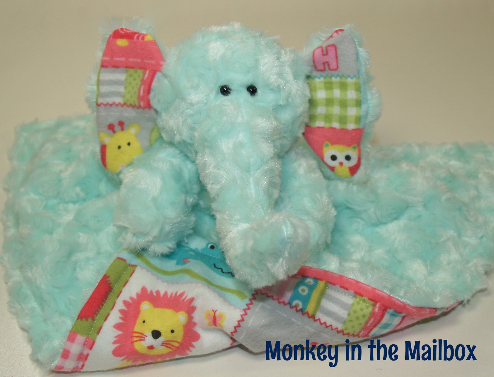 Elephant Lovey Blanket Lovie Stuffed Animal Minky Security Etsy