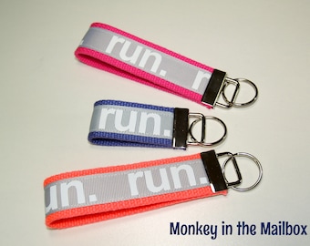 Run Key Fob, Running Key Chain, Runner Key Ring, Key Holder, Wristlet Key Fob, Wristlet Keychain, birthday gift for her him, READY TO SHIP