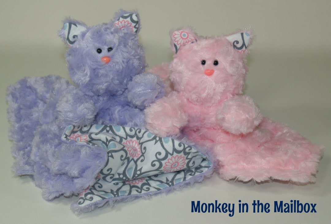 Kitty Cat Lovey Blanket, Minky Lovie, Stuffed Animal, Easter Stuffie