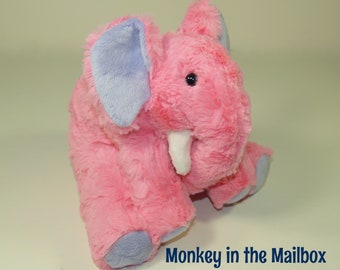 Elephant stuffed animal, jungle stuffie, safari minky stuffed animal, soft lovey, plush, gender neutral gift, baby shower present, birthday