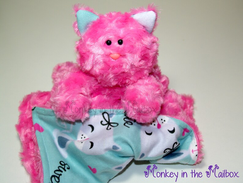 Kitty Cat Lovey Blanket Minky Satin Security Blanket Lovie Etsy