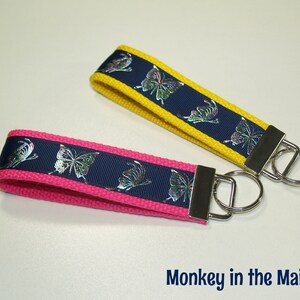 Butterfly Key Fob, Key Chain, Key Ring, Key Holder, Wristlet Key Fob, Wristlet Keychain, gifts for her, mom gift, READY TO SHIP, luggage tag