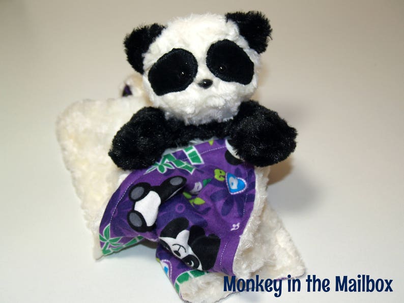 Panda Bear Lovey Blanket Lovie Stuffed Animal Minky Satin Etsy