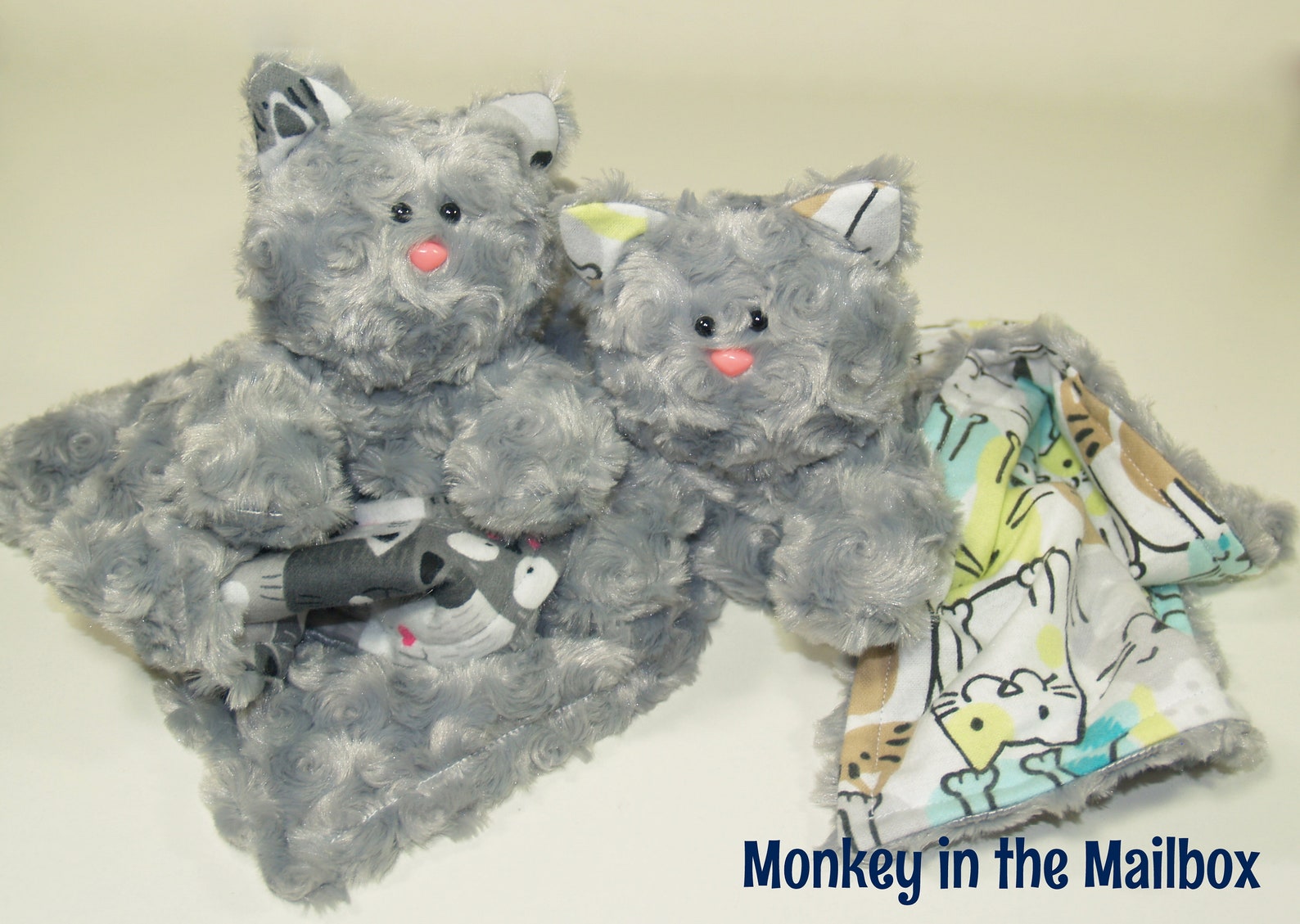 Kitty Cat Lovey Blanket Minky Satin Security Blanket Lovie Etsy