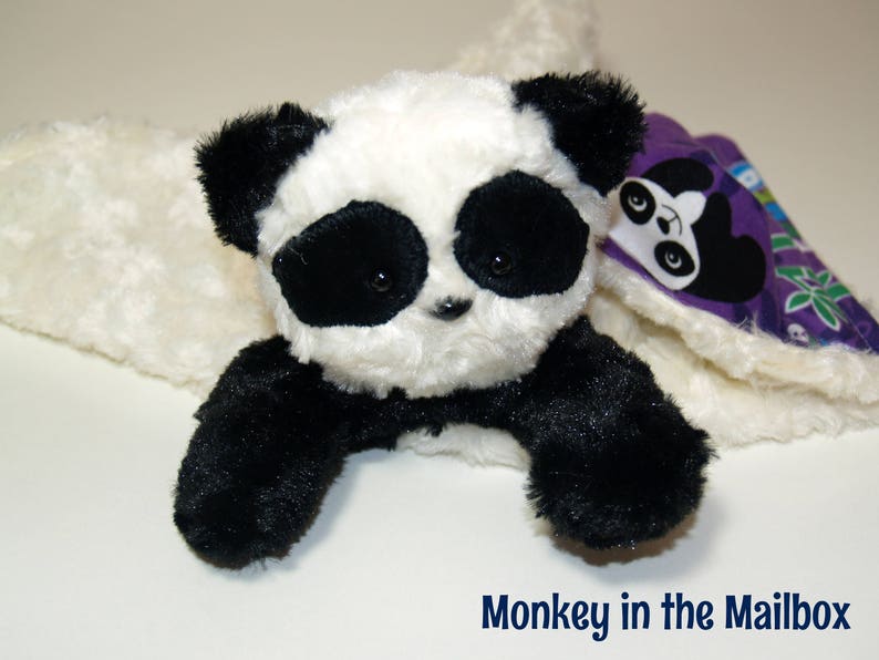 Panda Bear Lovey Blanket Lovie Stuffed Animal Minky Satin Etsy