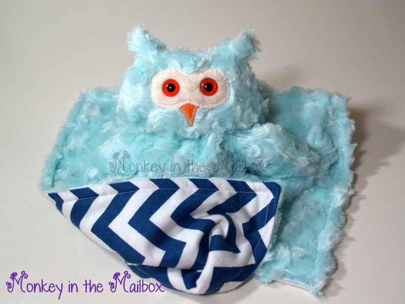 Owl Lovey Stuffed Animal Satin Minky Lovie Blanket Baby Etsy