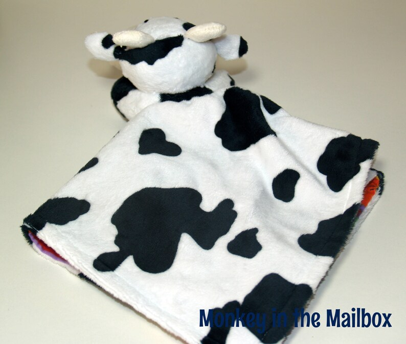 Cow Lovey Blanket Minky Security Blanket Lovie Stuffed Etsy