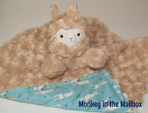 Llama Lovey Blanket Lovie Stuffed Animal Minky Satin Security