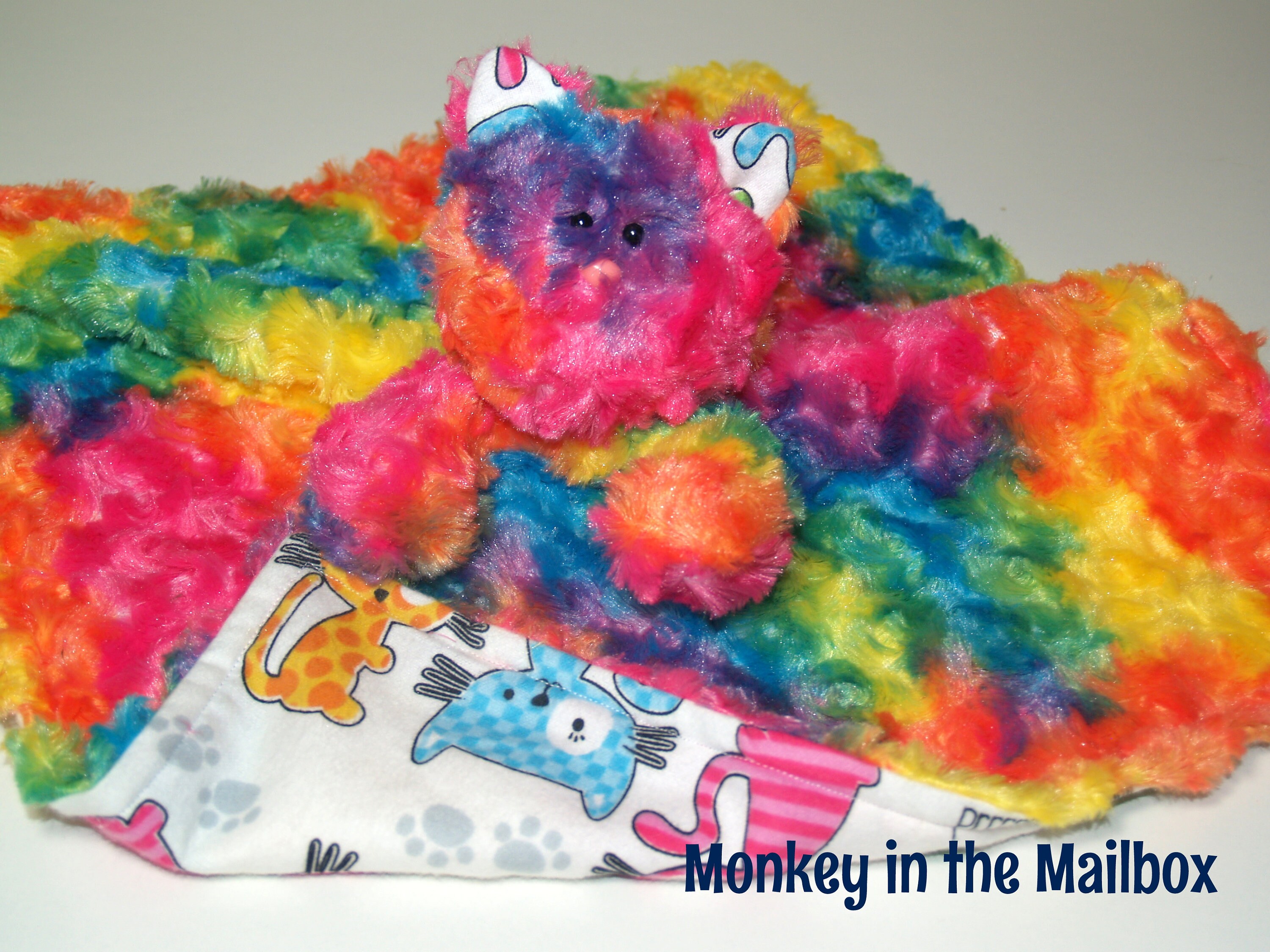 Kitty Cat Lovey Blanket rainbow minky satin security blanket Etsy