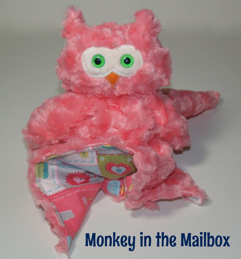 Owl Lovey Stuffed Animal Satin Minky Lovie Blanket Baby | Etsy