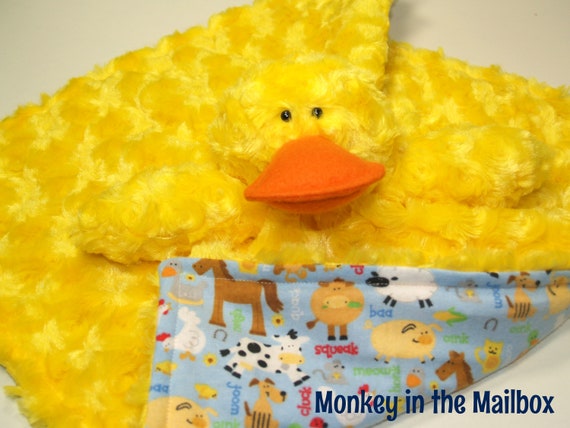 Duck Lovey Blanket Stuffed Animal Lovie Minky Satin Security