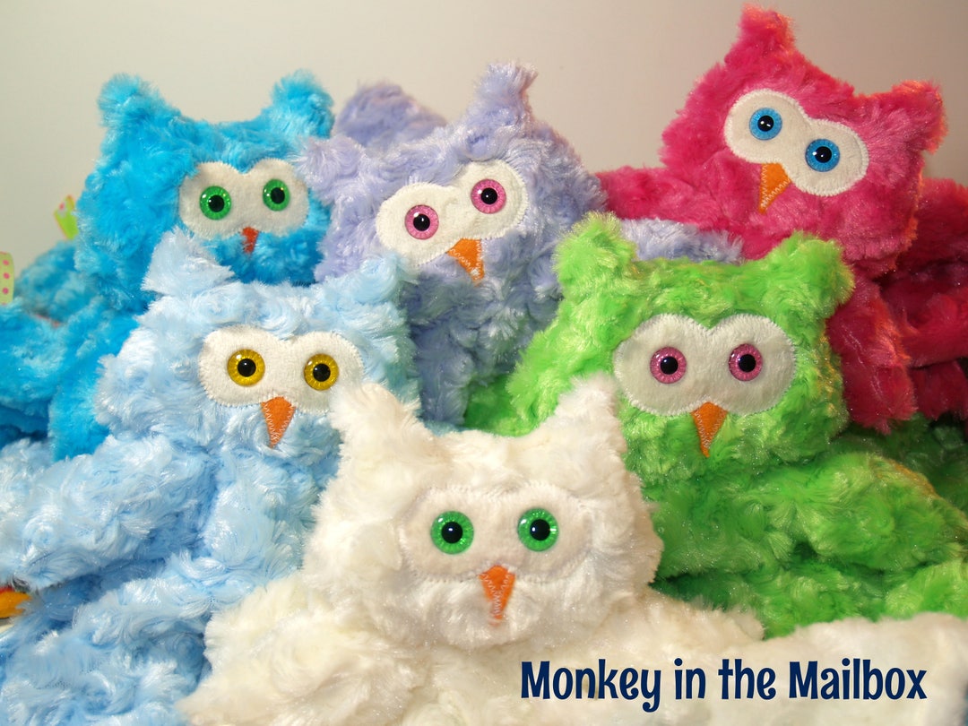 Owl Lovey Stuffed Animal Satin Minky Lovie Blanket Baby Etsy