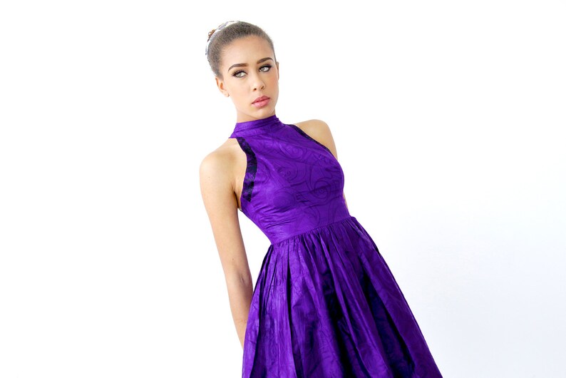 purple flare dress
