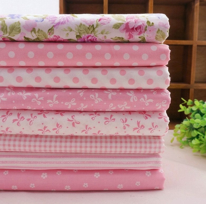 8 pc LOT 100 cotton light baby pink precut quilting fabric Etsy