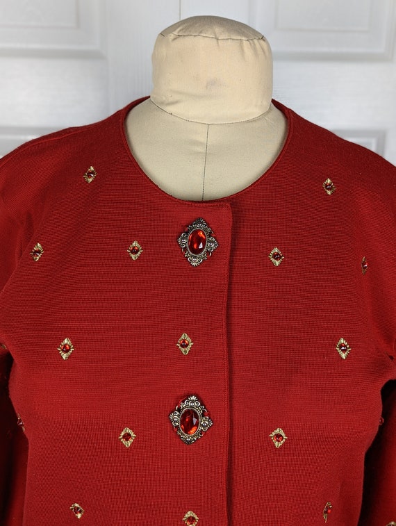 Vintage Jeweled Ruby Outlander Collection Knit Ca… - image 2