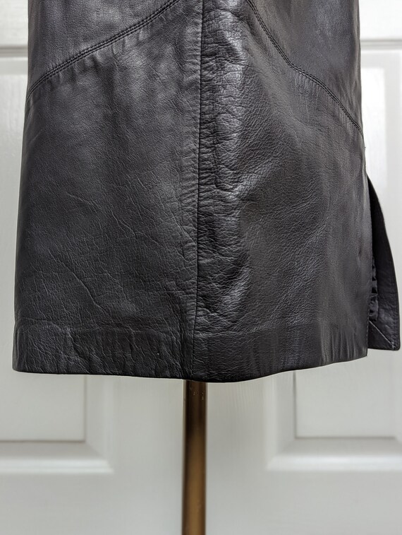 Vintage Pelle Cuir Black Leather Midi Skirt - image 2