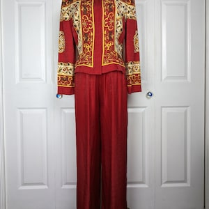 Vintage Maggie London Silk Print Suit