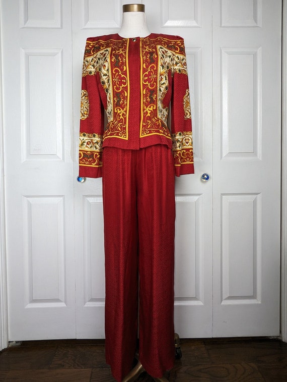 Vintage Maggie London Silk Print Suit