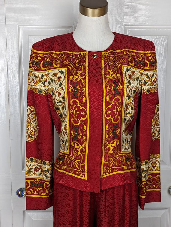 Vintage Maggie London Silk Print Suit - image 2