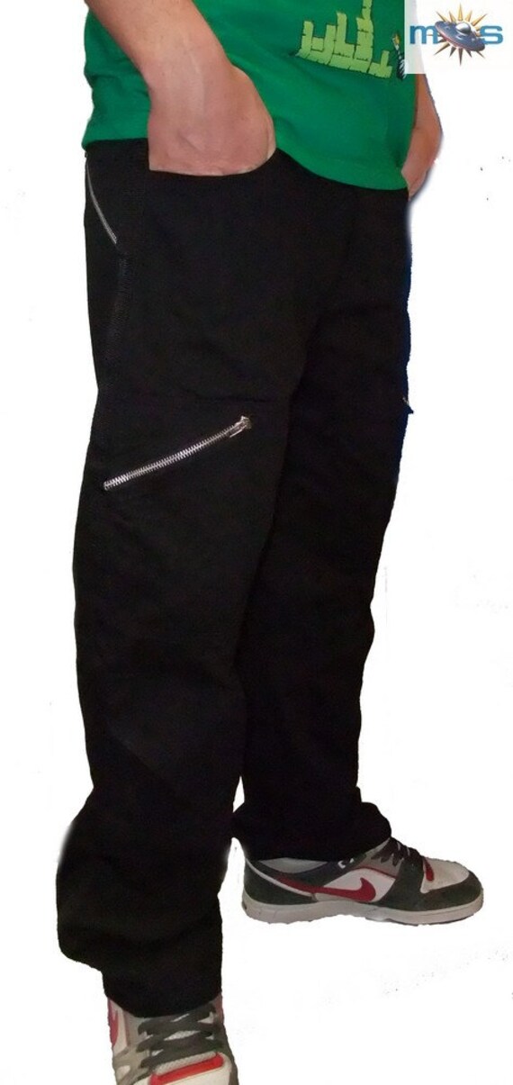 Straight Leg Black Zipper Pants - Etsy 