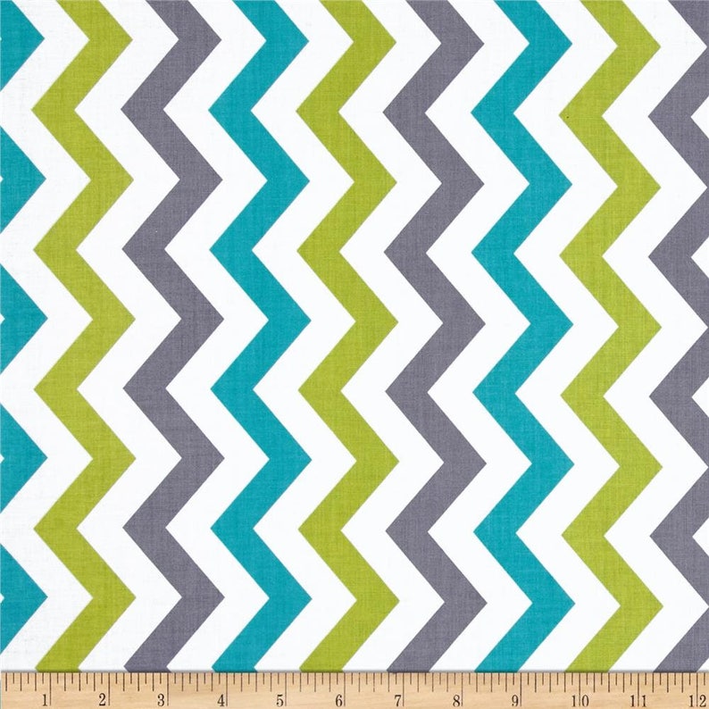 Crib Bedding Shi Shi Chevron Lagoon Michael Miller Teal Etsy