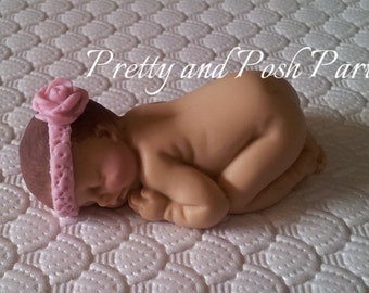 Darling Pink Rose Headband Fondant Cake Topper