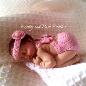 Precious Pink Jumper Fondant Baby Cake Topper