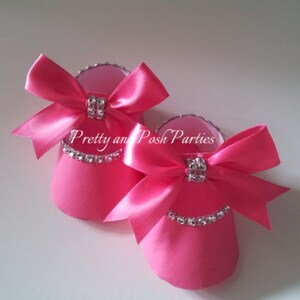 10 Adorable Hot Pink w/rhinestone Paper Shoe Favor Boxes(silver)