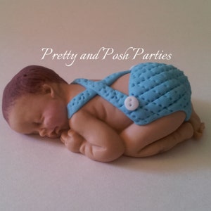 Precious Blue Jumper Fondant Baby Cake Topper