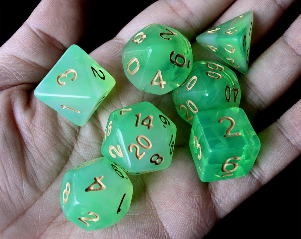 NEW Set of 6 Pearlized Emerald Green D20 Dice RPG D&D Game Twenty Sided