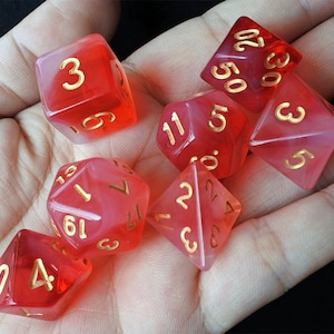 DnD Dice Set /red white  jade Polyhedral dice / D&D dice, Dungeons and Dragons, RPG Dice Critical Role Roll N/gold (DJ02)