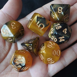 DnD Dice Set / golden black  mix color Polyhedral dice / D&D dice, Dungeons and Dragons, RPG Dice Critical Role Roll N/gold (DM23)